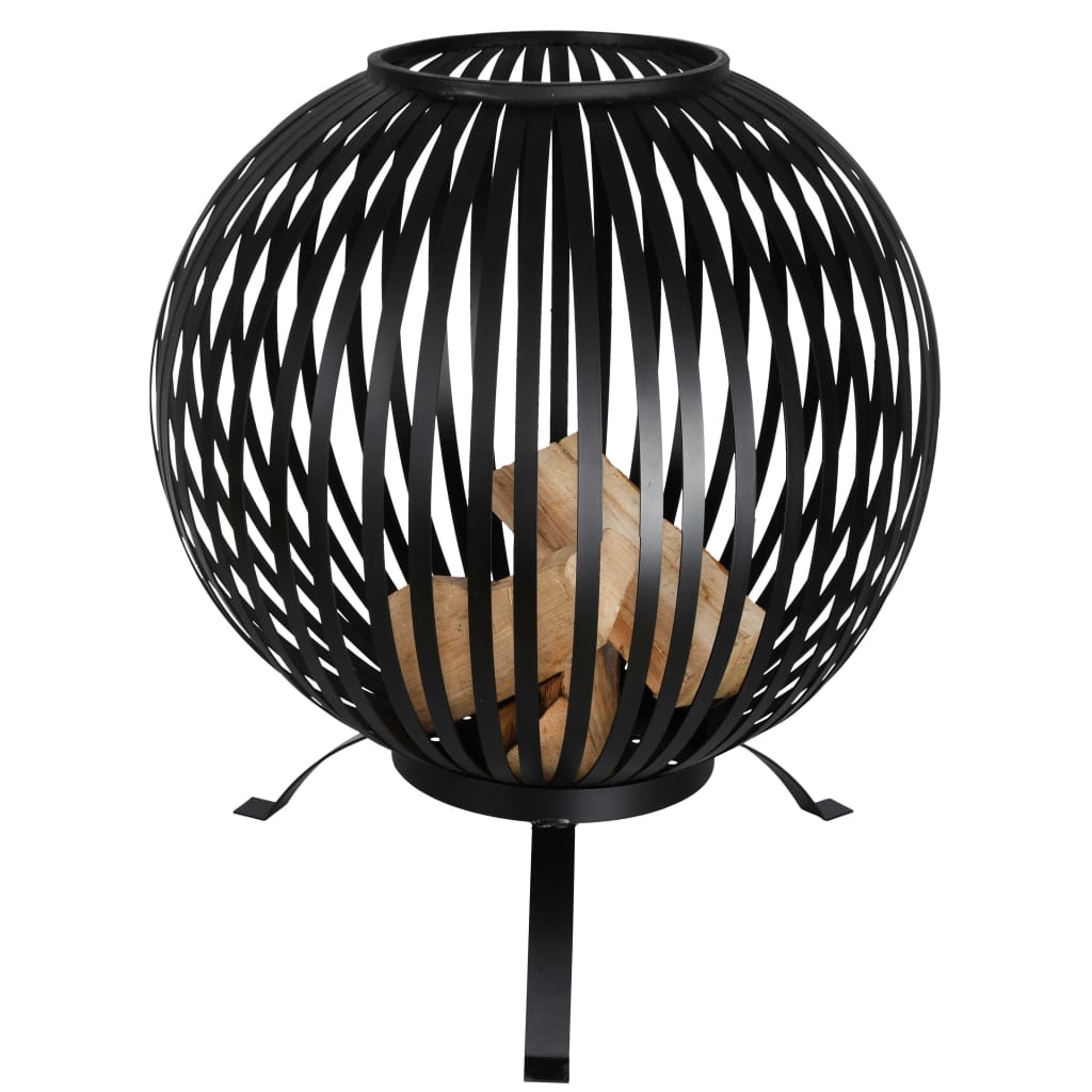 Esschert Design Tulisija pallo raidat musta hiiliteräs FF400 - Sisustajankoti.fi