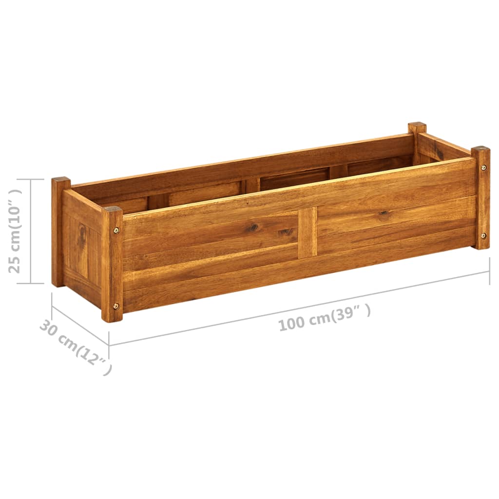 Puutarhan korotettu kukkalaatikko akaasiapuu 100x30x25 cm - Sisustajankoti.fi