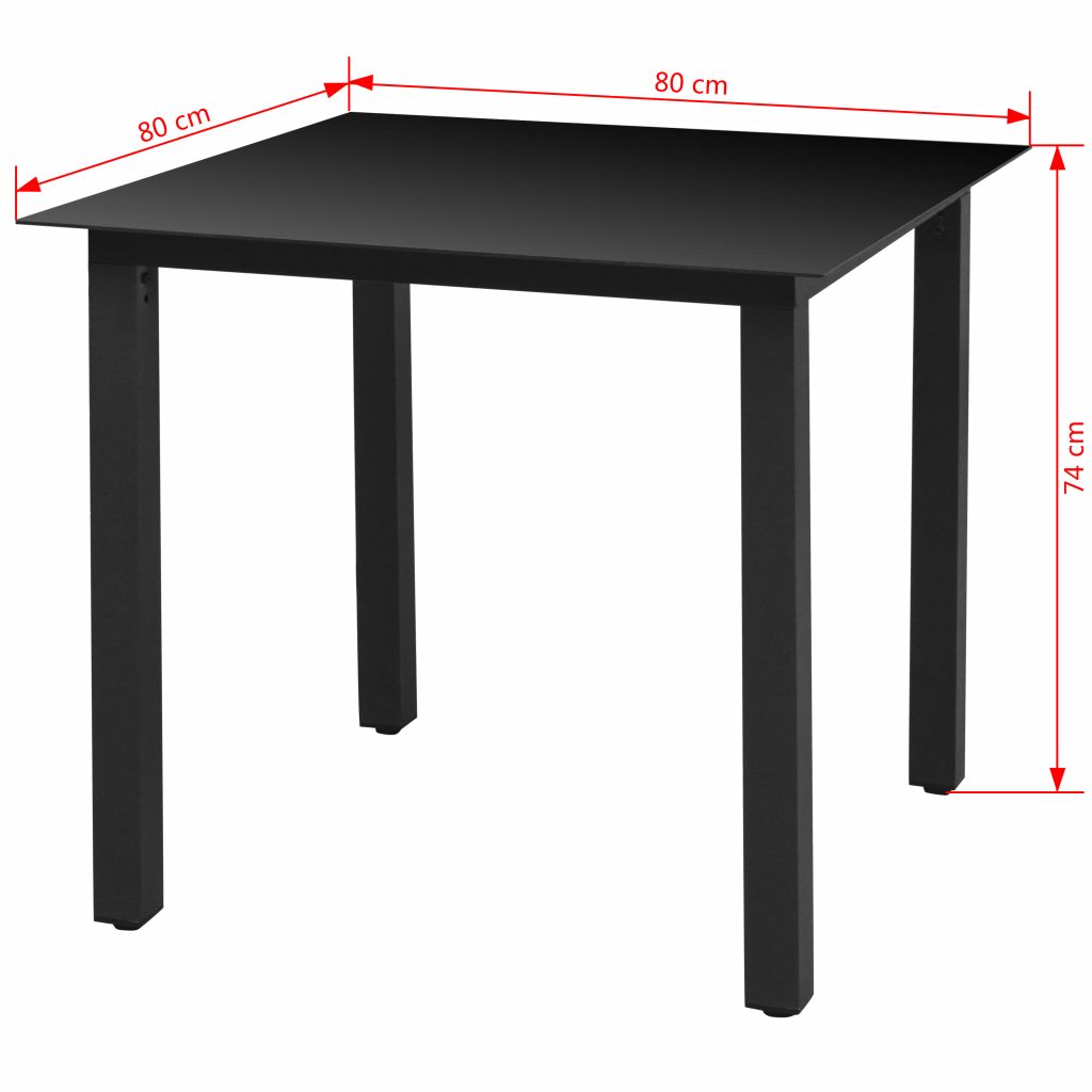 Puutarhapöytä musta 80x80x74 cm alumiini ja lasi - Sisustajankoti.fi