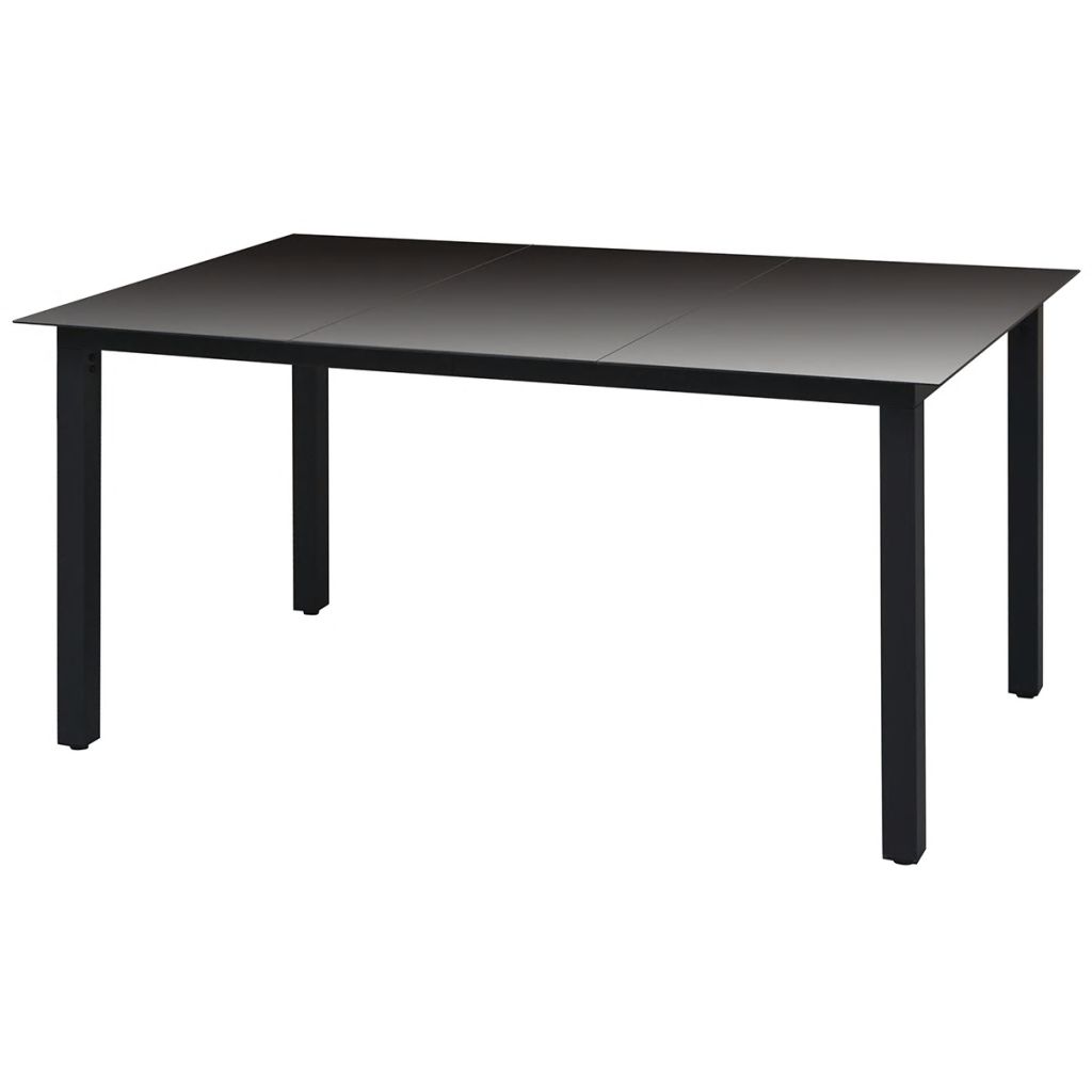 Puutarhapöytä musta 150x90x74 cm alumiini ja lasi - Sisustajankoti.fi