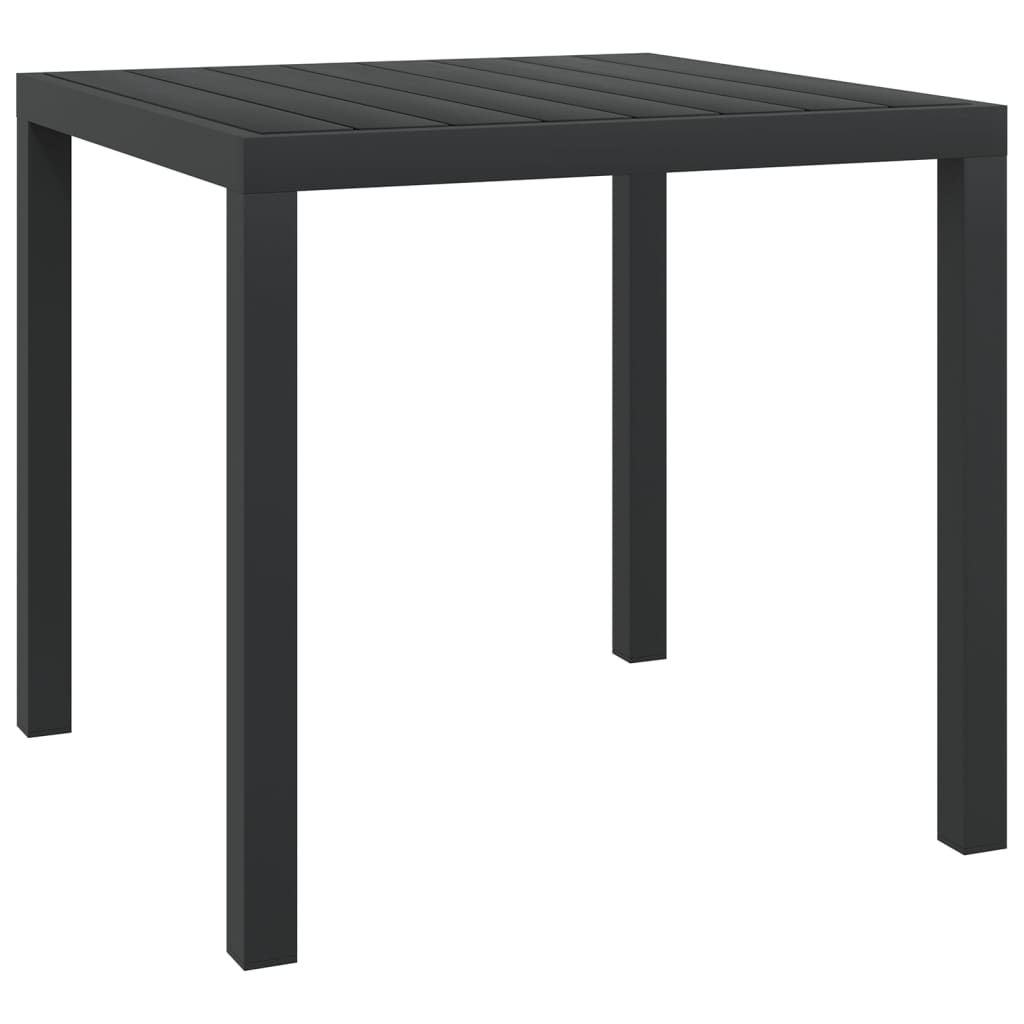 Puutarhapöytä musta 80x80x74 cm alumiini ja WPC - Sisustajankoti.fi