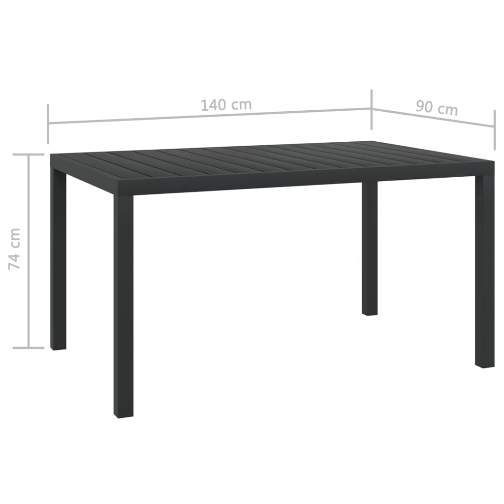Puutarhapöytä musta 150x90x74 cm alumiini ja WPC - Sisustajankoti.fi