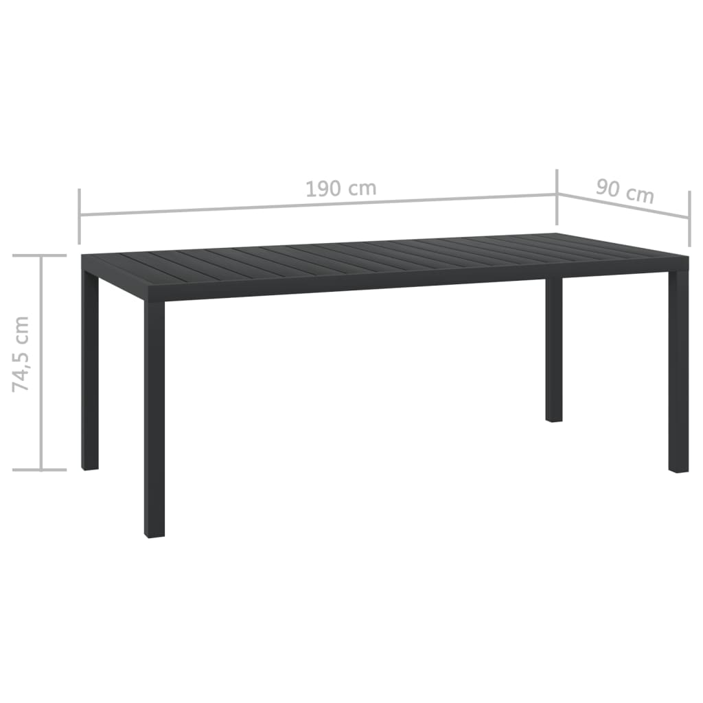 Puutarhapöytä musta 185x90x74 cm alumiini ja WPC - Sisustajankoti.fi