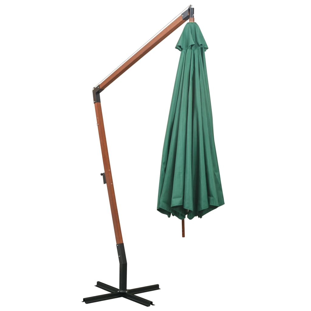 Riippuva päivänvarjo 350 cm Puutanko vihreä - Sisustajankoti.fi