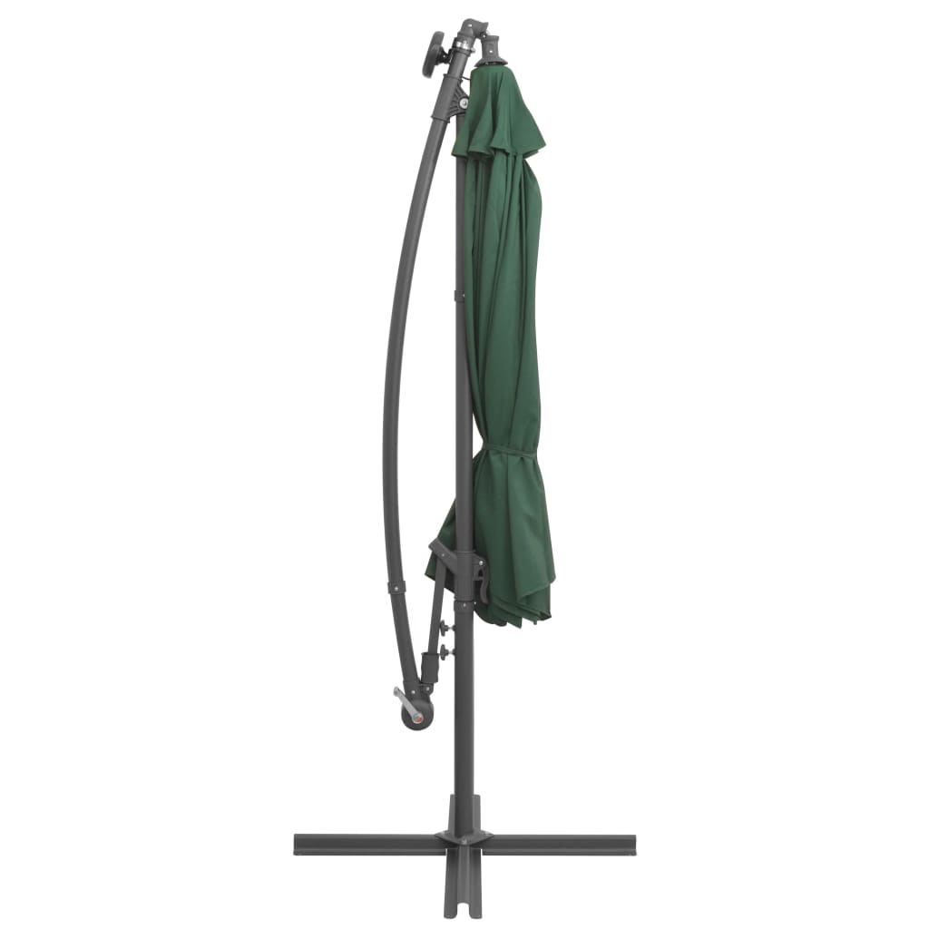 Roikkuva Päivänvarjo LED-valoilla 300cm Metallitanko vihreä - Sisustajankoti.fi