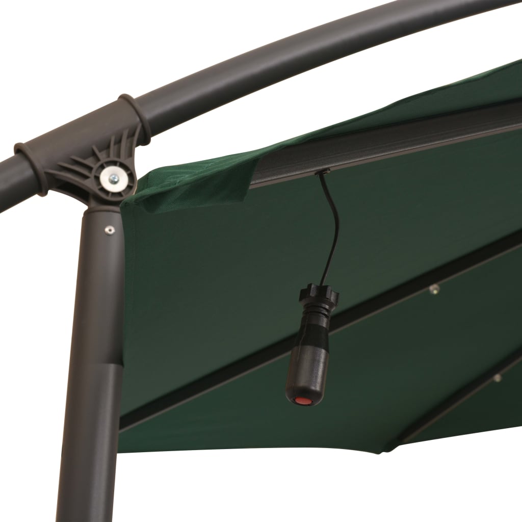 Roikkuva Päivänvarjo LED-valoilla 300cm Metallitanko vihreä - Sisustajankoti.fi