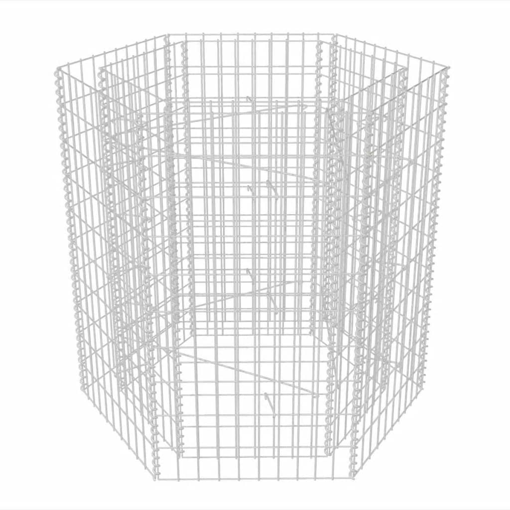 Korotettu kuusikulmainen gabion-/kivikorikehys 100x90x100 cm - Sisustajankoti.fi