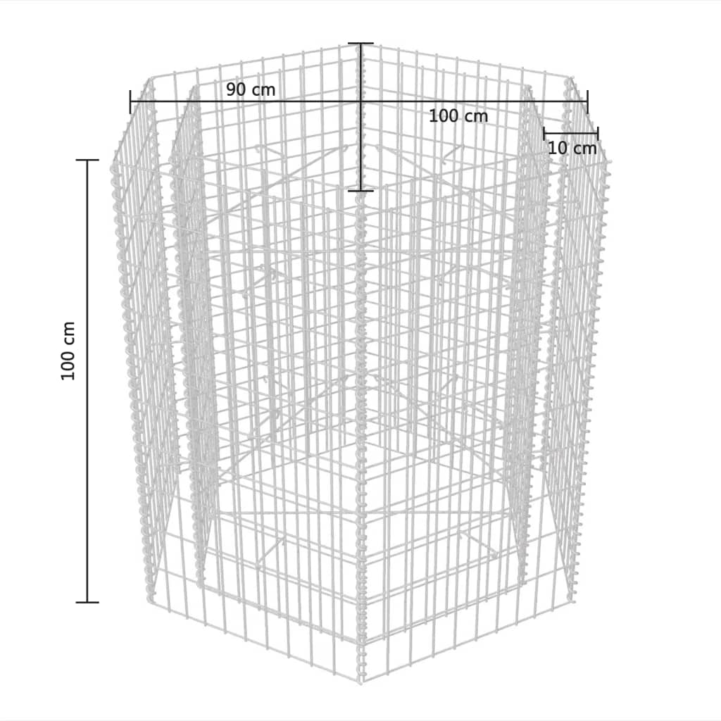 Korotettu kuusikulmainen gabion-/kivikorikehys 100x90x100 cm - Sisustajankoti.fi
