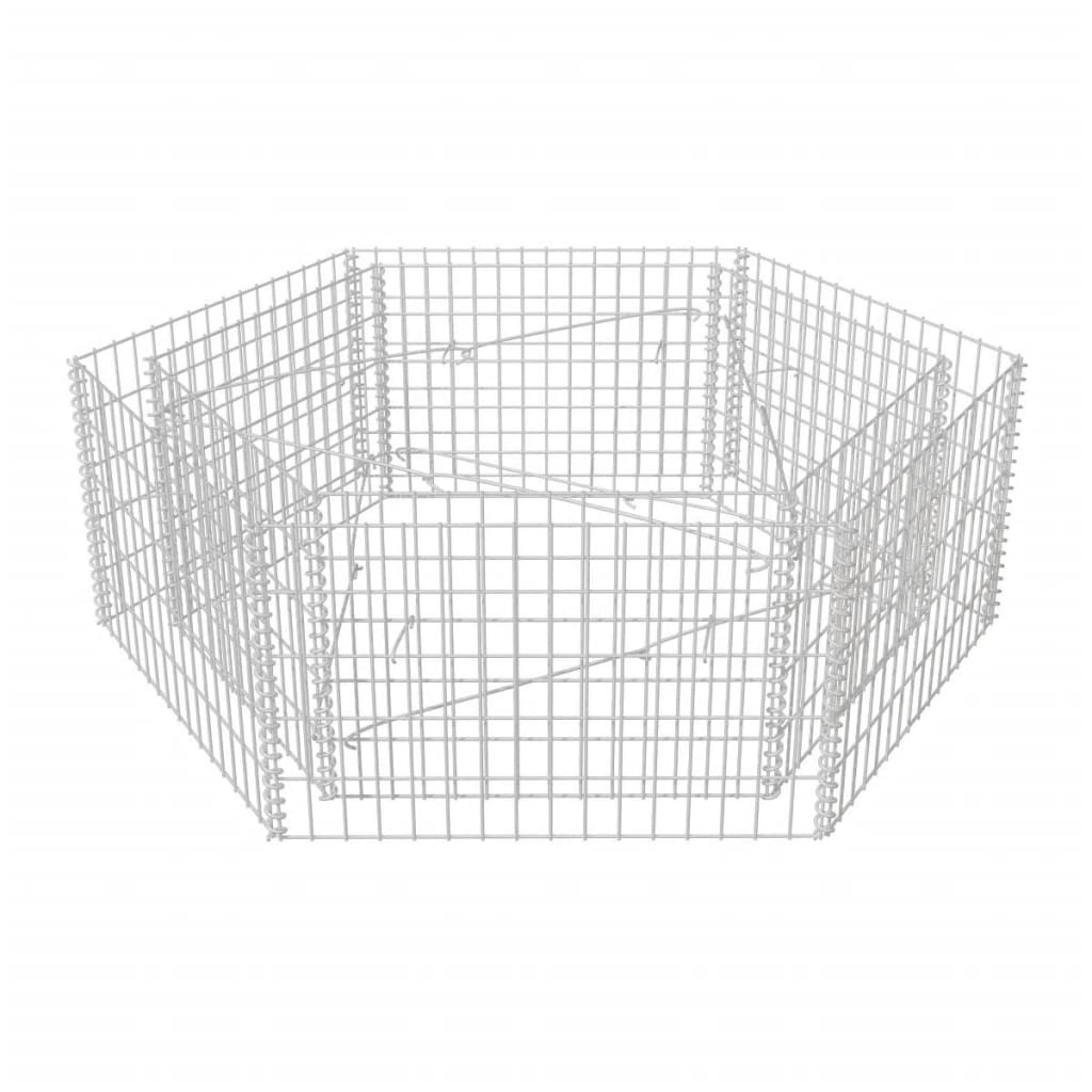 Korotettu kuusikulmainen gabion-/kivikorikehys 160x140x50 cm - Sisustajankoti.fi