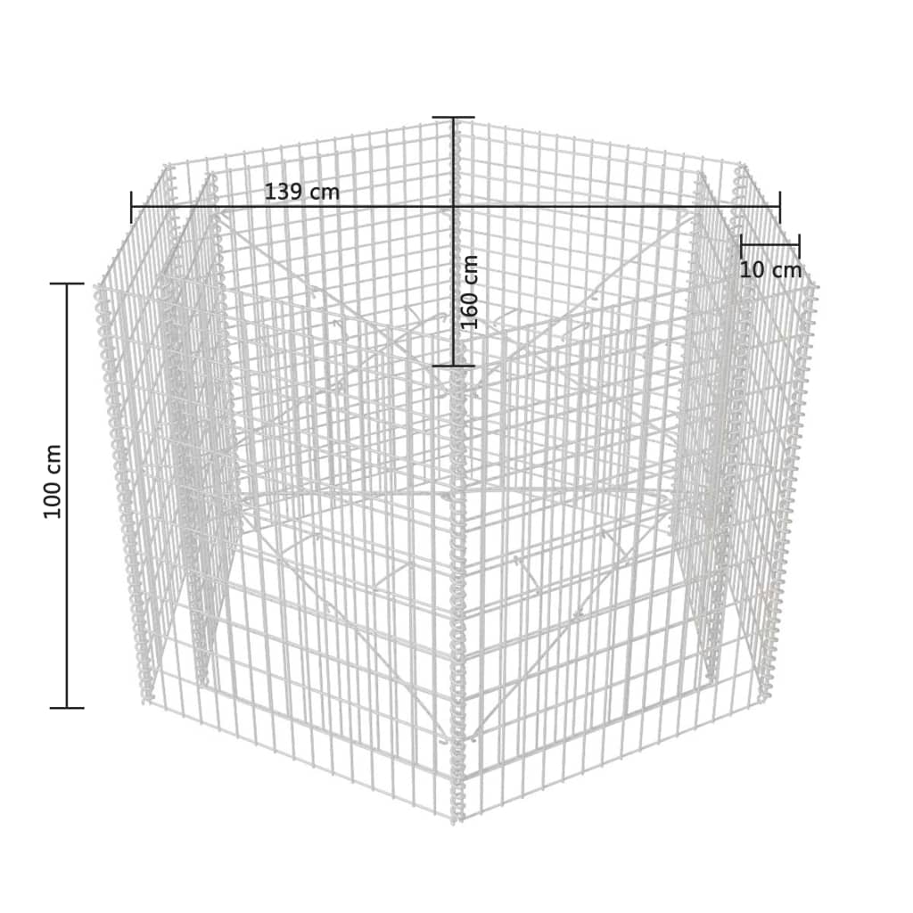 Korotettu kuusikulmainen gabion-/kivikorikehys 160x140x100 cm - Sisustajankoti.fi