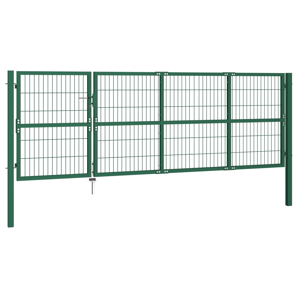 Puutarha-aidan portti tolpilla 350x120 cm teräs vihreä - Sisustajankoti.fi