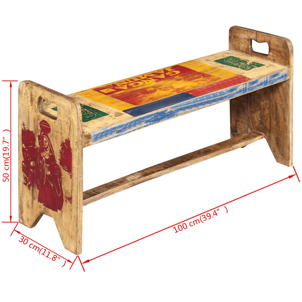 Penkki Cola Täysi uusiokäytetty puu 100x30x50 cm - Sisustajankoti.fi