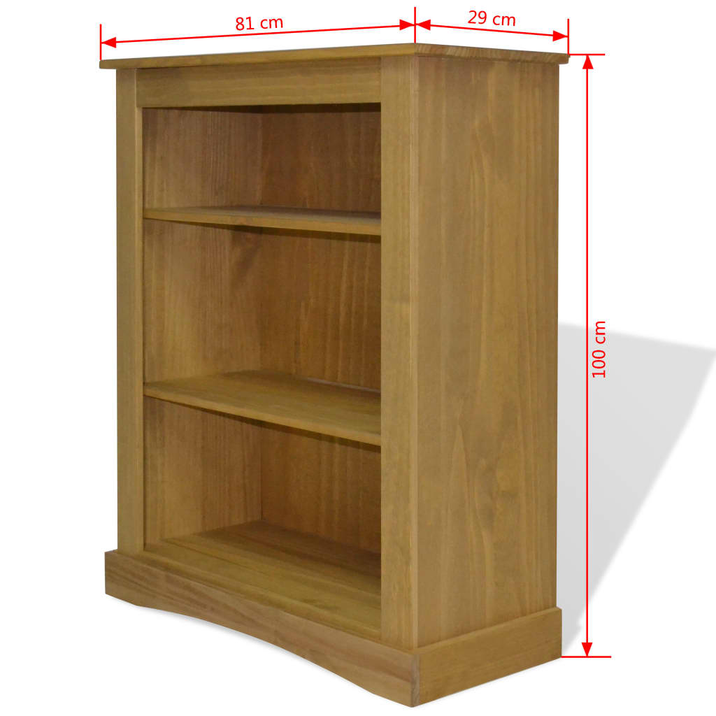 Kirjahylly 3-tasoa Meksikon mänty Corona-sarja 81x29x100 cm - Sisustajankoti.fi