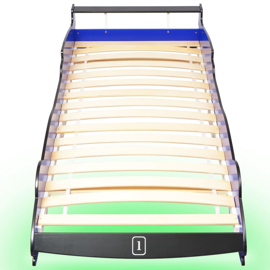 Lastensänky LED-valolla kilpa-auto 90x200 cm Sininen - Sisustajankoti.fi