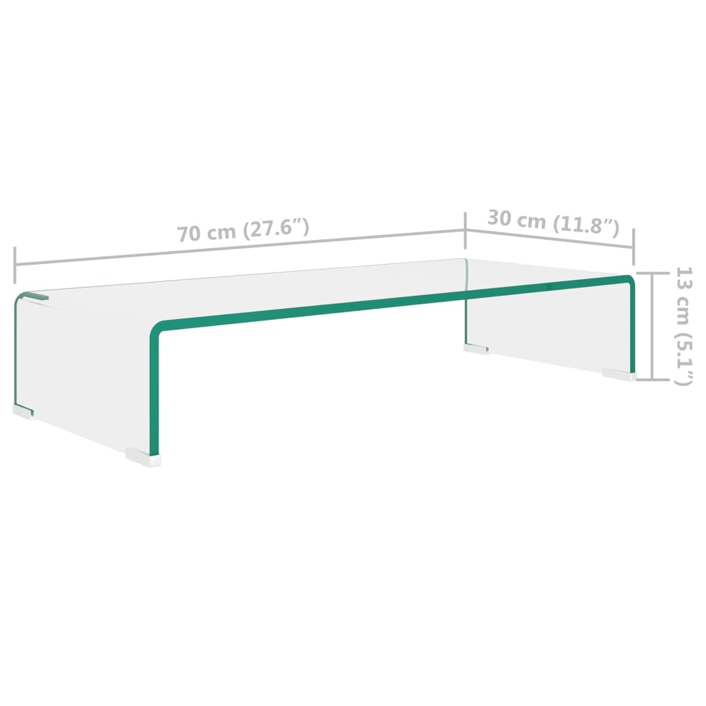TV-taso/Näyttöteline Kirkas lasi 70x30x13 cm - Sisustajankoti.fi