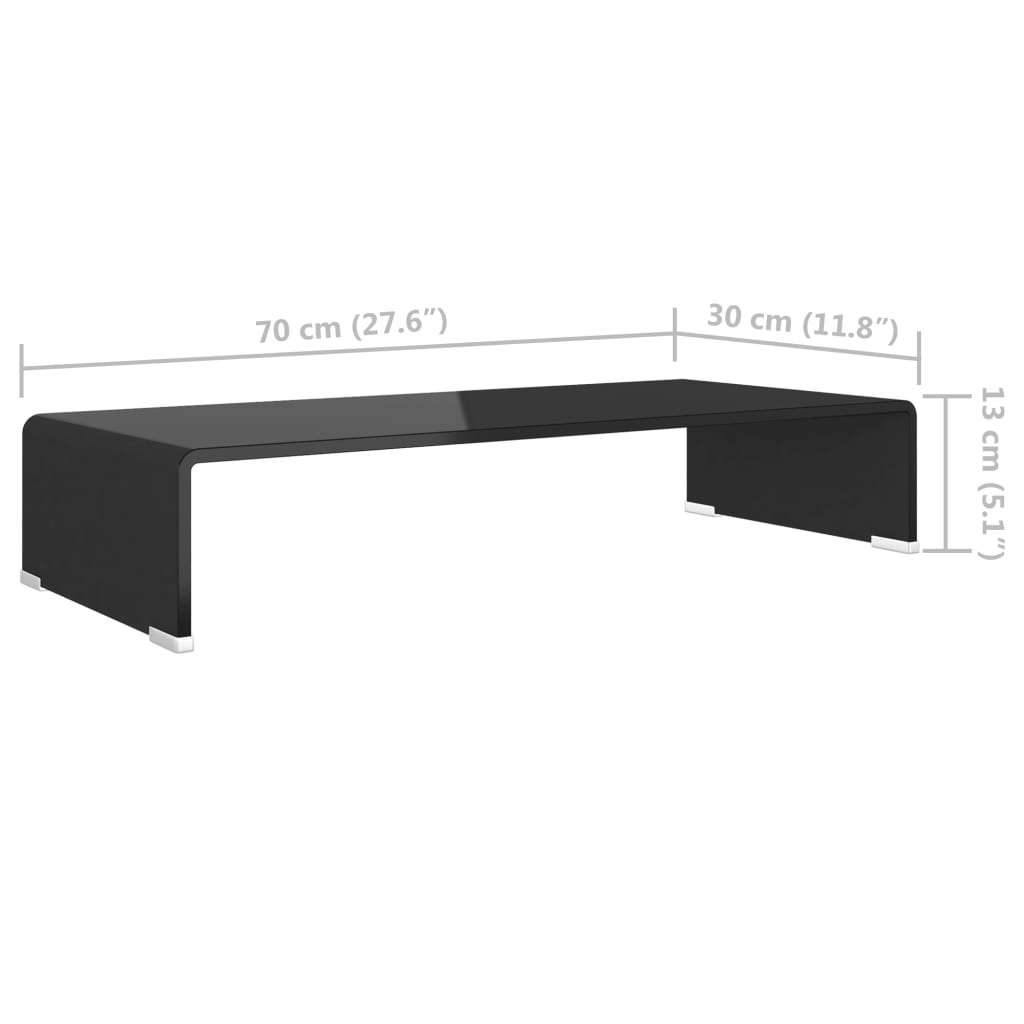 TV-taso/Näyttöteline Musta lasi 70x30x13 cm - Sisustajankoti.fi