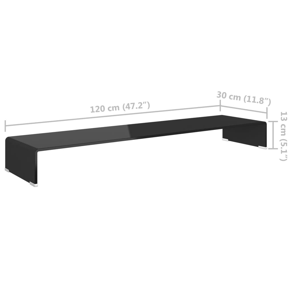 TV-taso/Näyttöteline Musta Lasi 120x30x13 cm - Sisustajankoti.fi