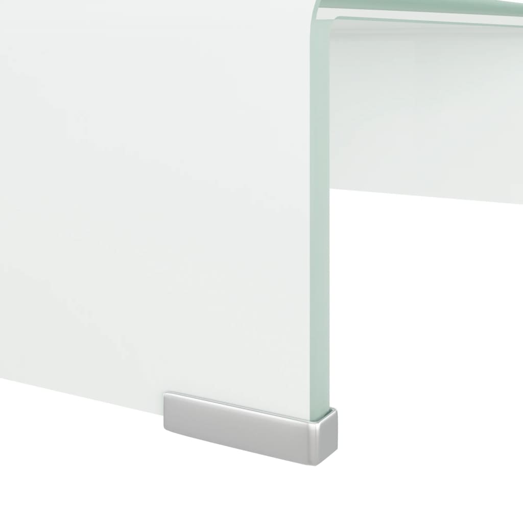 TV-taso/Näyttöteline Valkoinen lasi 40x25x11 cm - Sisustajankoti.fi