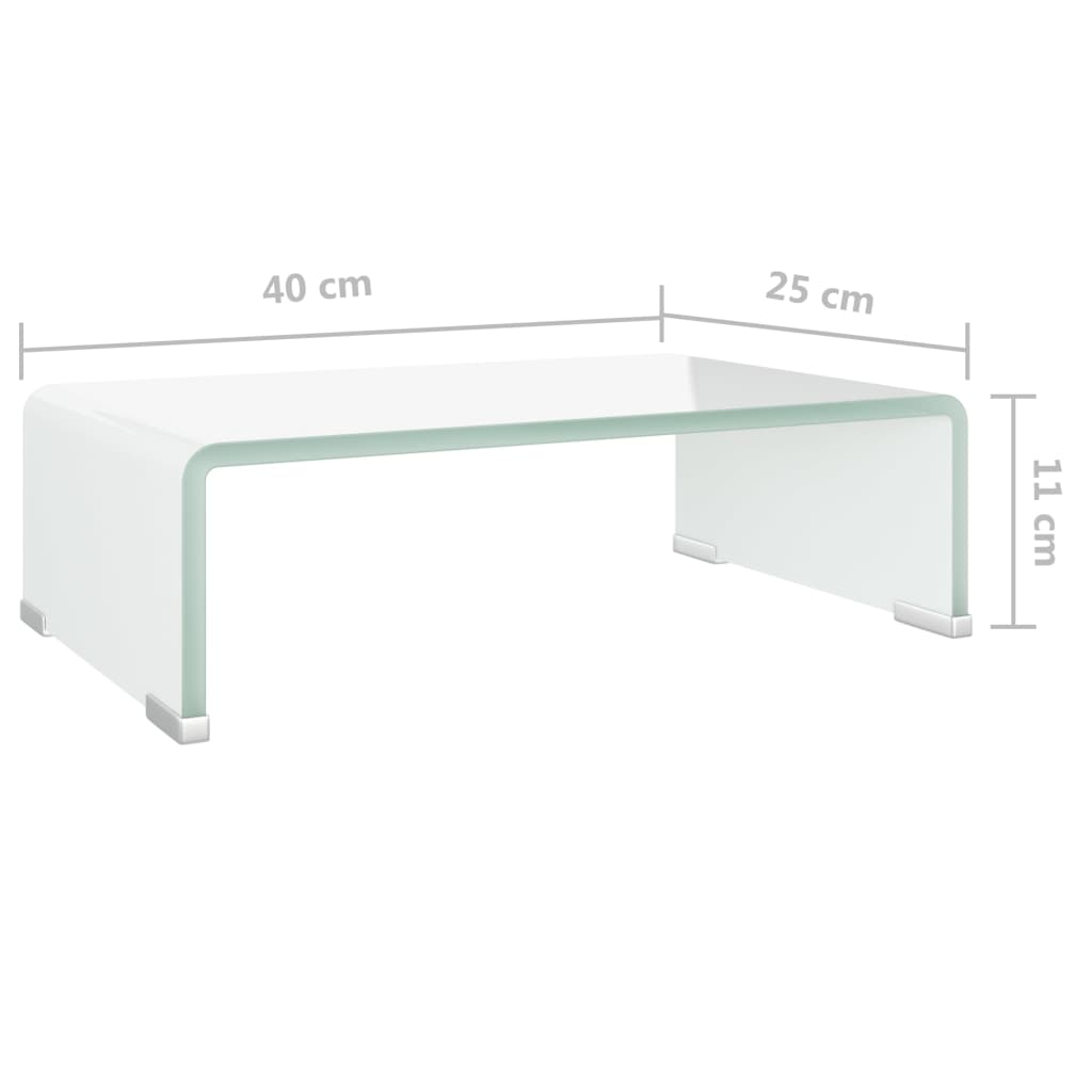 TV-taso/Näyttöteline Valkoinen lasi 40x25x11 cm - Sisustajankoti.fi