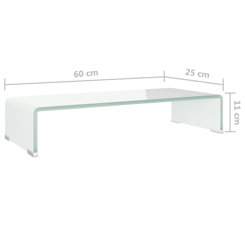 TV-taso/Näyttöteline Valkoinen Lasi 60x25x11 cm - Sisustajankoti.fi