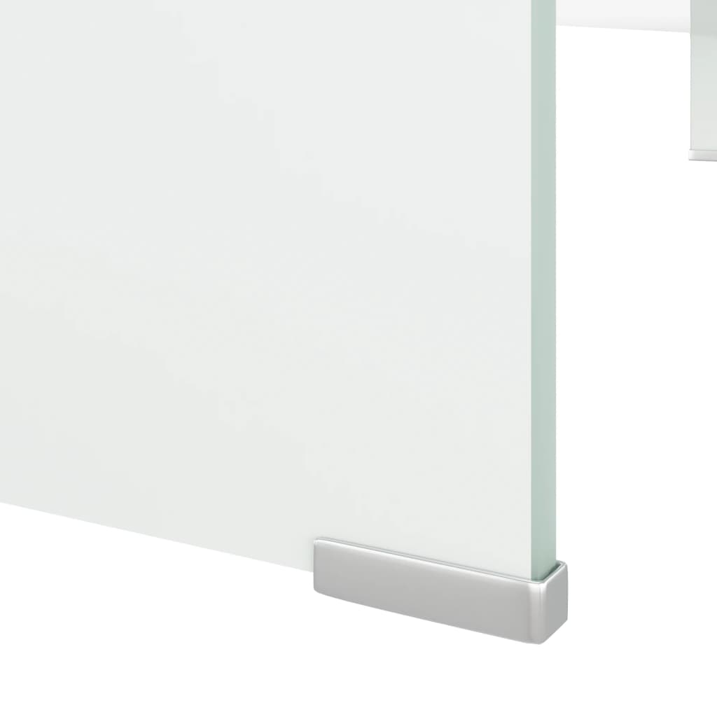TV-taso/Näyttöteline Valkoinen Lasi 110x30x13 cm - Sisustajankoti.fi