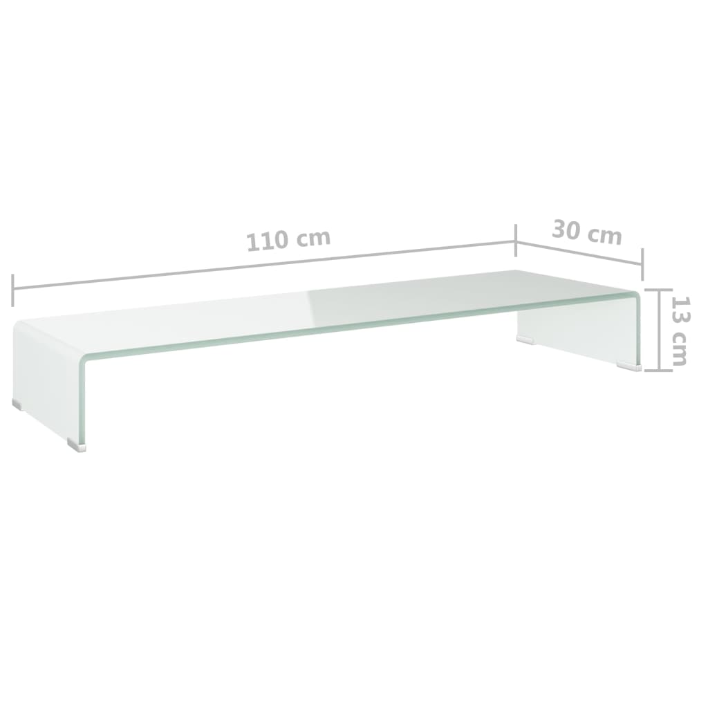 TV-taso/Näyttöteline Valkoinen Lasi 110x30x13 cm - Sisustajankoti.fi