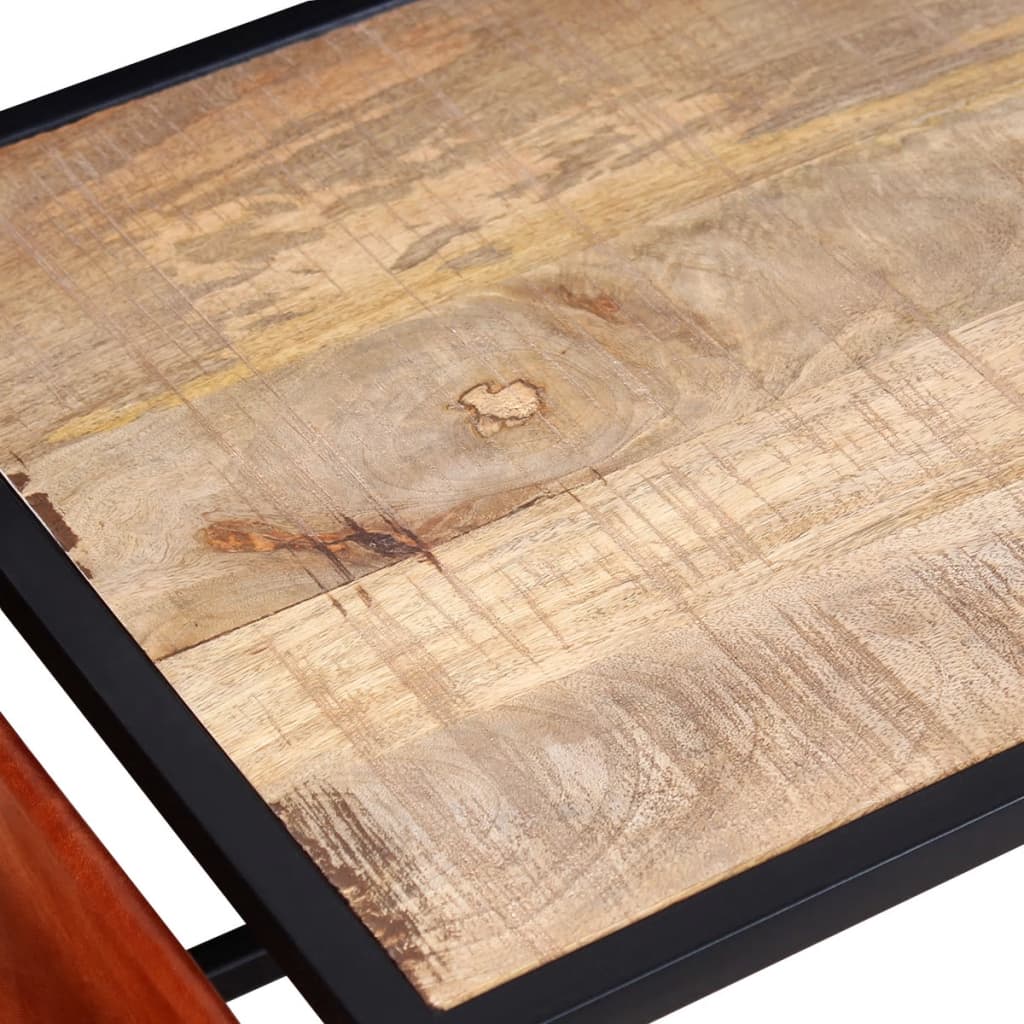 Sohvapöytä nahkaisella lehtitelineellä 110x50x45 cm - Sisustajankoti.fi