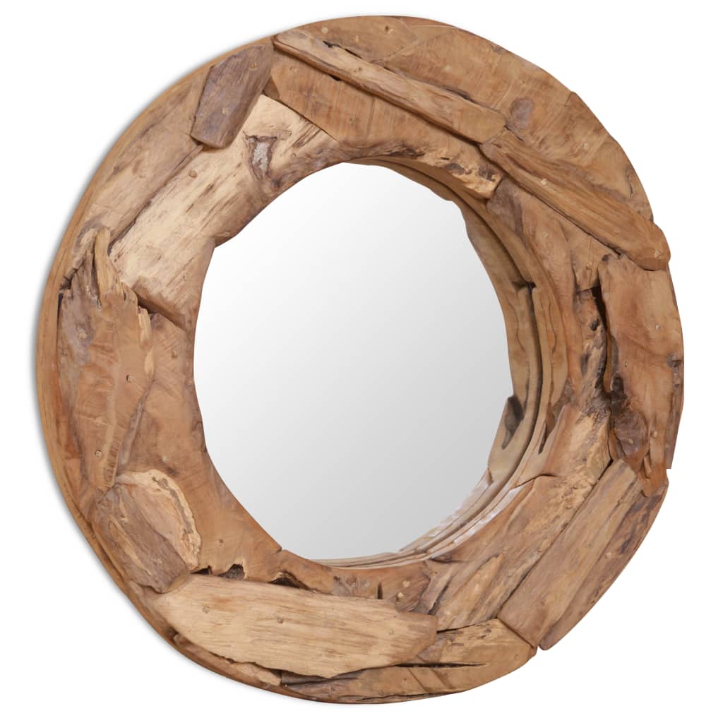 Koristeellinen peili pyöreä 60 cm Tiikki - Sisustajankoti.fi