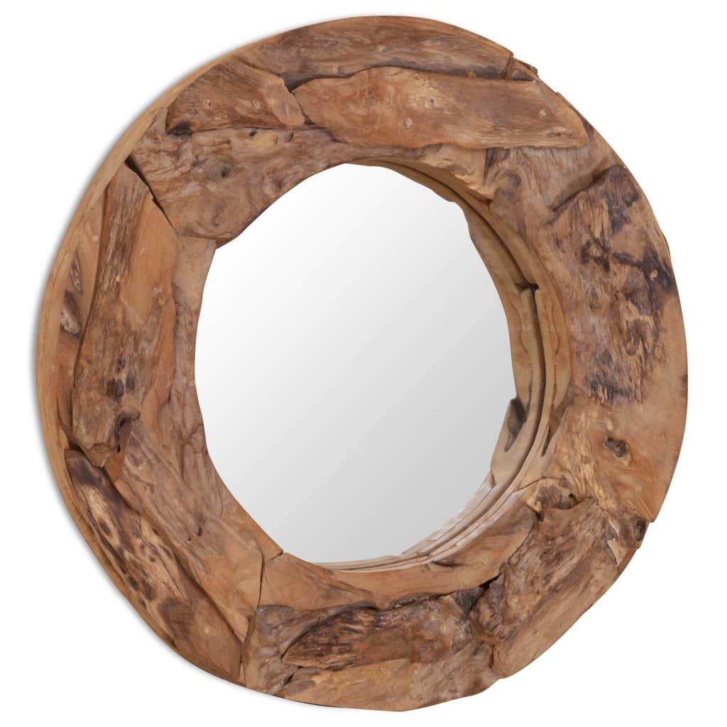 Koristeellinen peili pyöreä 60 cm Tiikki - Sisustajankoti.fi