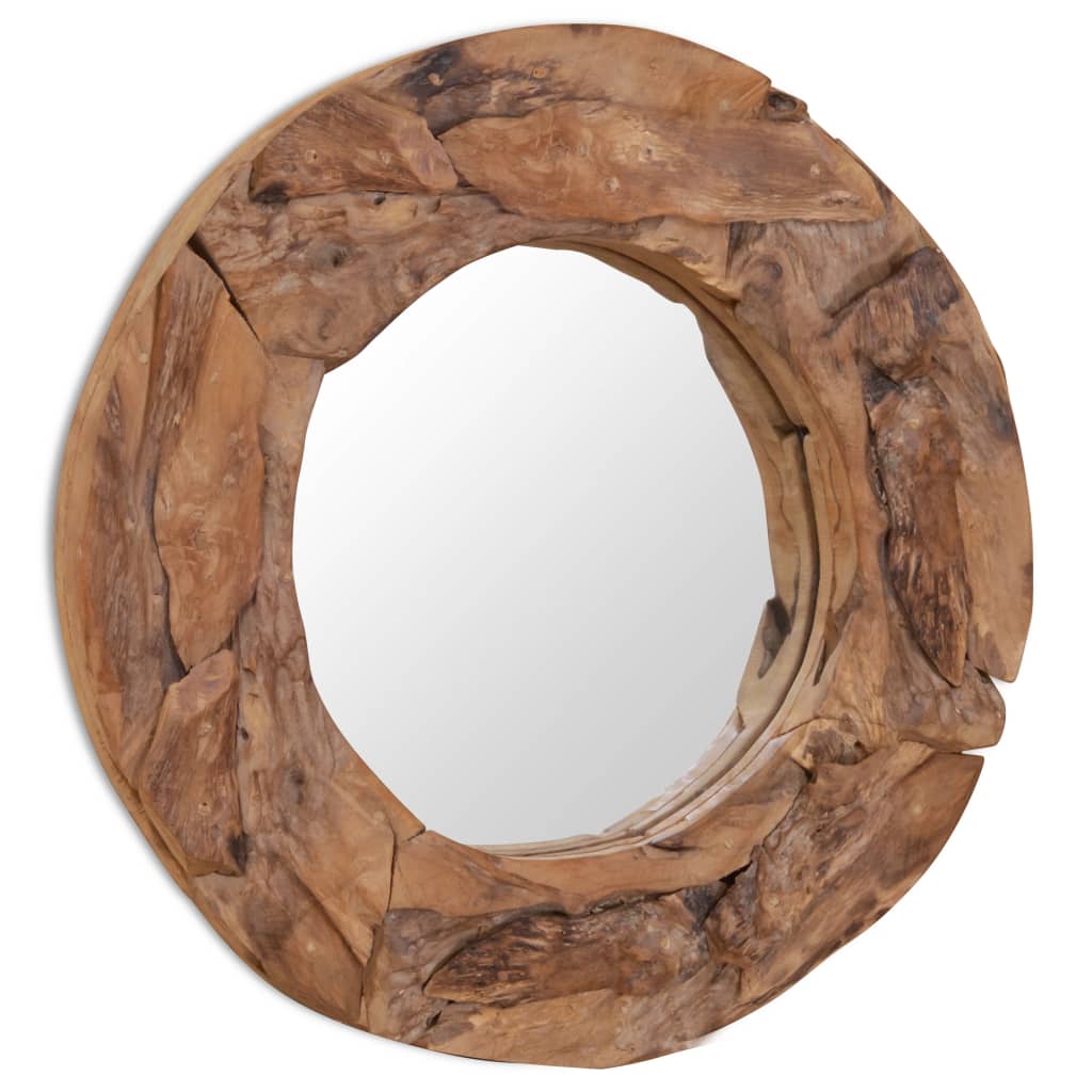 Koristeellinen peili pyöreä 60 cm Tiikki - Sisustajankoti.fi