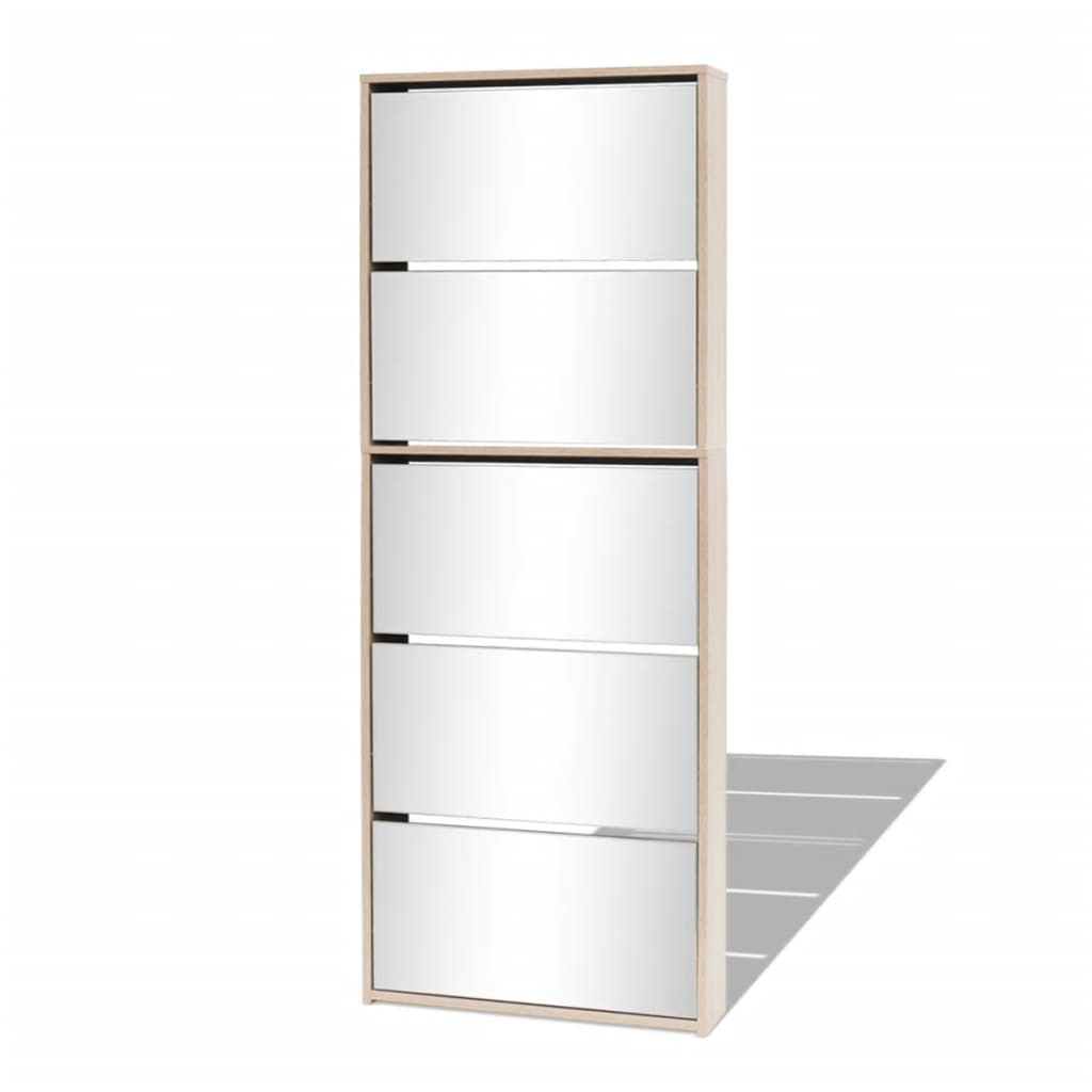 Kenkäkaappi peileillä 5 kerrosta Tammenvärinen 63x17x169,5 cm - Sisustajankoti.fi
