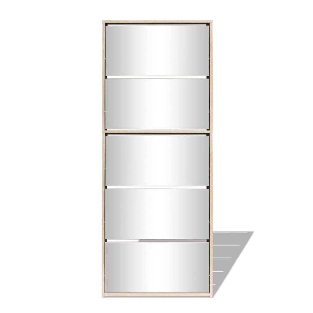 Kenkäkaappi peileillä 5 kerrosta Tammenvärinen 63x17x169,5 cm - Sisustajankoti.fi