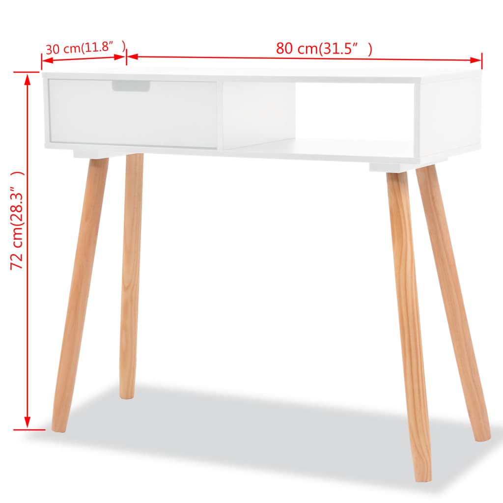 Sivupöytä Täysi mänty 80x30x72 cm Valkoinen - Sisustajankoti.fi