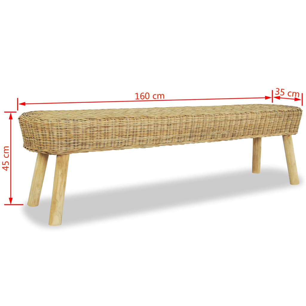 Eteisen Penkki 160x35x45 cm Luonnollinen Rottinki - Sisustajankoti.fi