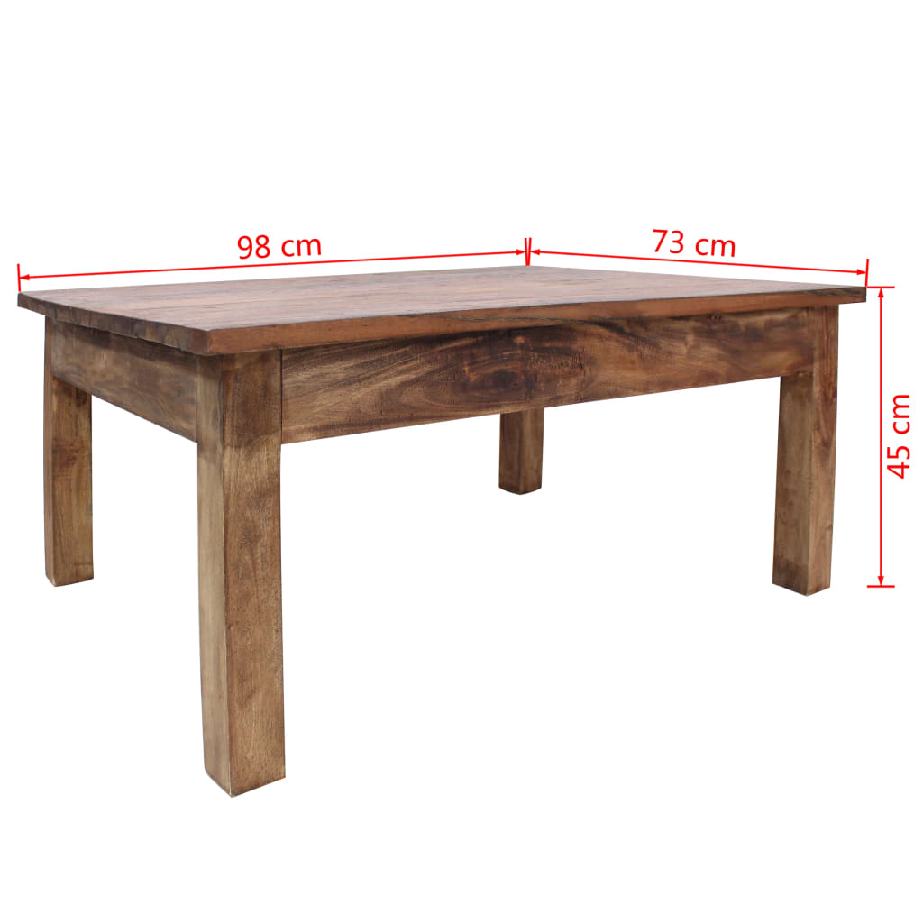 Kahvipöytä kiinteä kierrätetty puu 98x73x45 cm - Sisustajankoti.fi