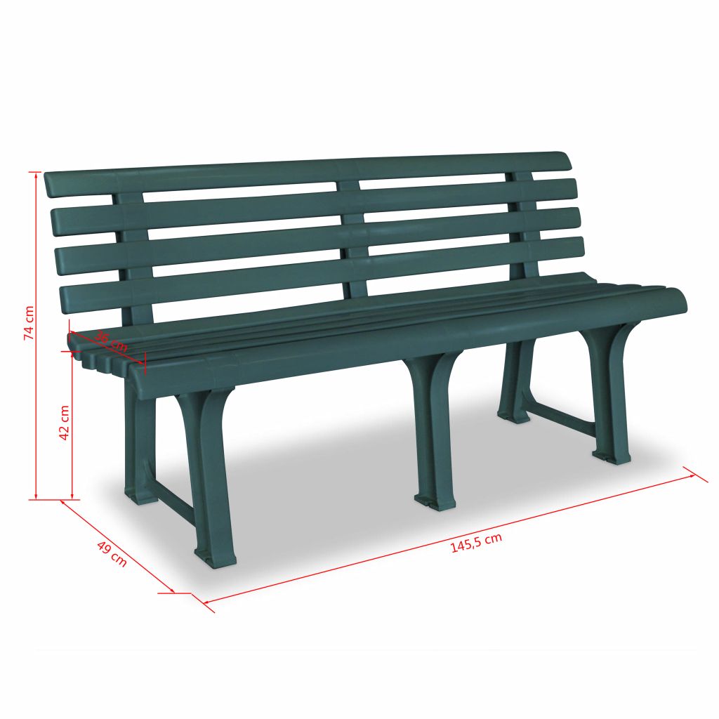 Puutarhapenkki 145,5 cm muovi vihreä - Sisustajankoti.fi
