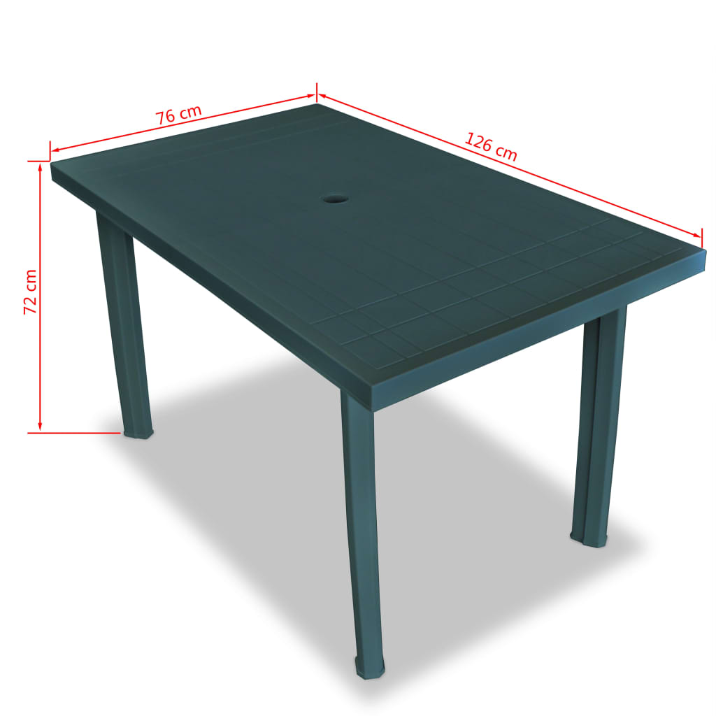 Puutarhapöytä vihreä 126x76x72 cm muovi - Sisustajankoti.fi
