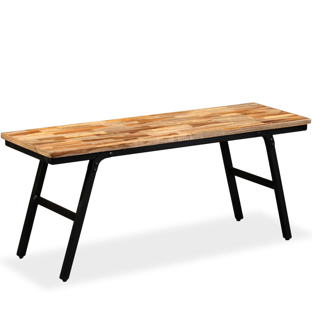 Penkki kierrätetty tiikki ja teräs 110x35x45 cm - Sisustajankoti.fi