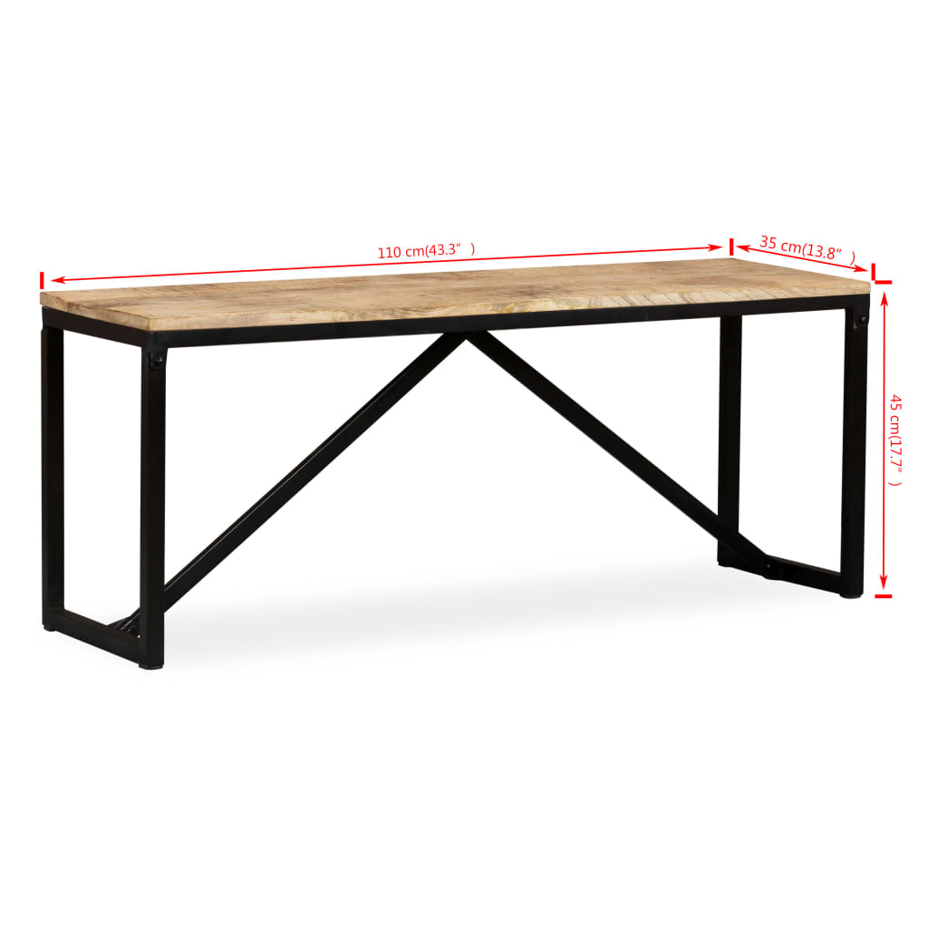 Penkki kiinteä mangopuu 110x35x45 cm - Sisustajankoti.fi