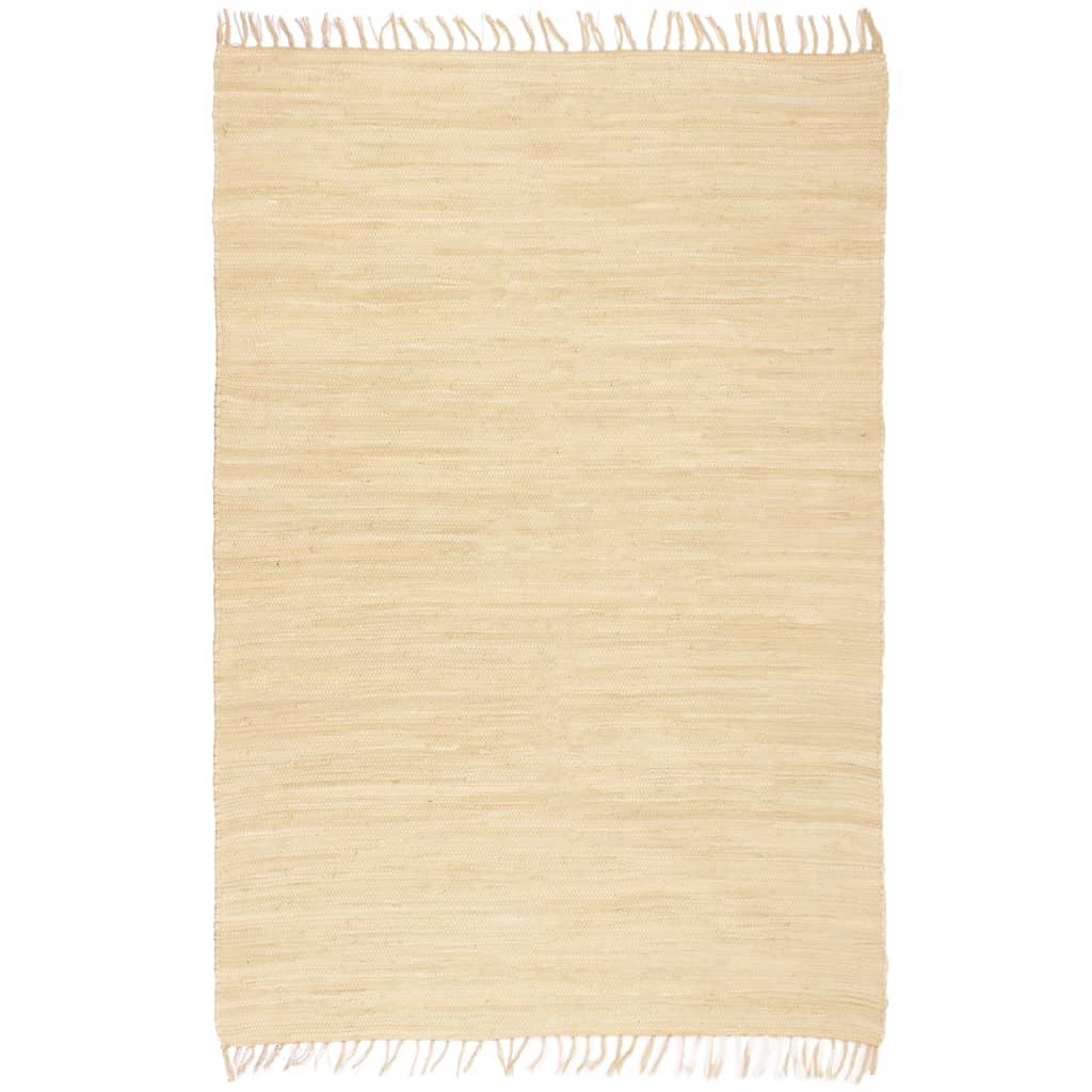 Käsinkudottu Chindi-matto puuvilla 200x290 cm kerma - Sisustajankoti.fi