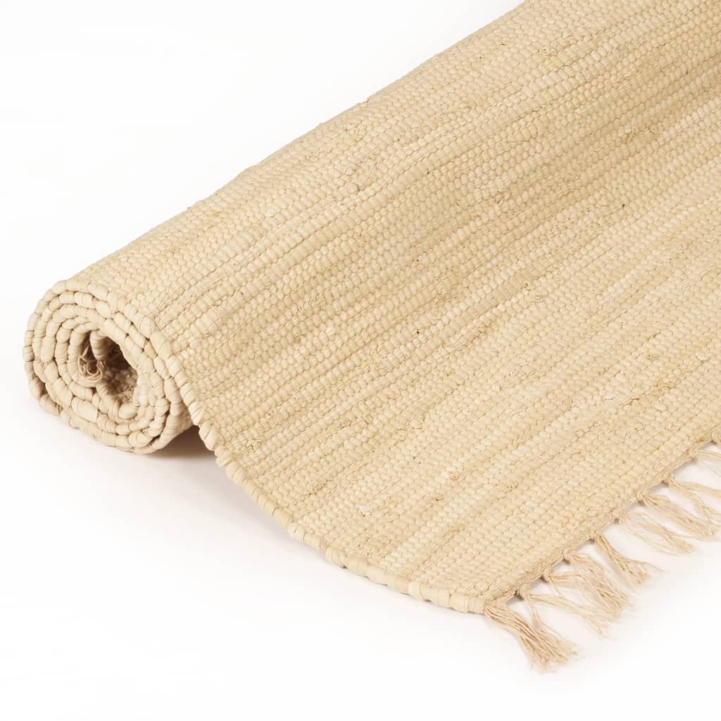 Käsinkudottu Chindi-matto puuvilla 200x290 cm kerma - Sisustajankoti.fi