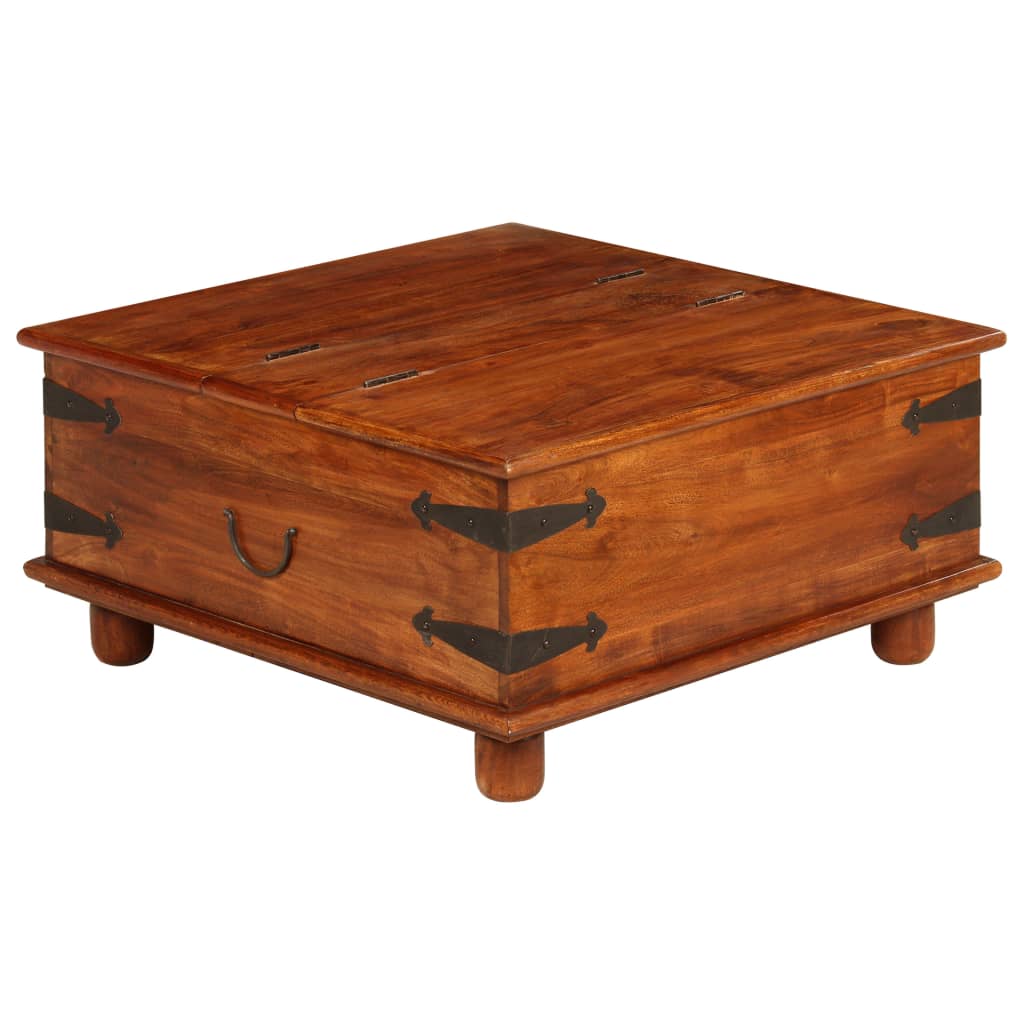 Sohvapöytä kiinteä akaasiapuu seesampinnalla 80x80x40 cm - Sisustajankoti.fi