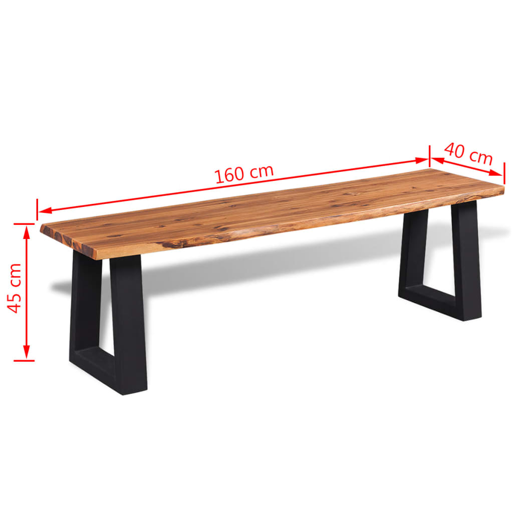 Penkki kiinteä akaasiapuu 160 cm - Sisustajankoti.fi
