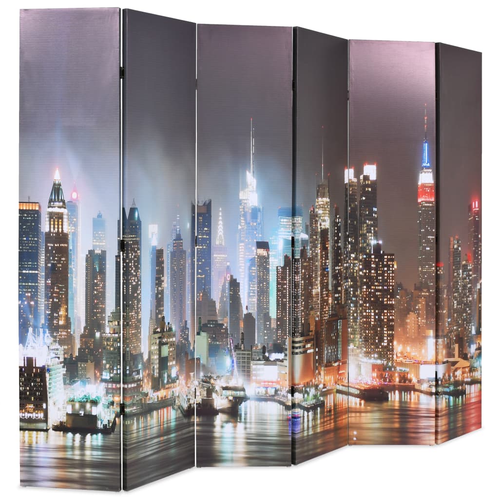 Taitettava tilanjakaja 228x170 cm New Yorkin yömaisema - Sisustajankoti.fi