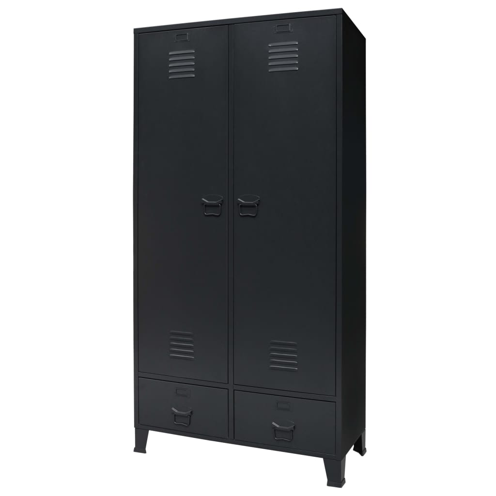 Metallinen vaatekaappi teollinen tyyli 90x40x180 cm musta - Sisustajankoti.fi