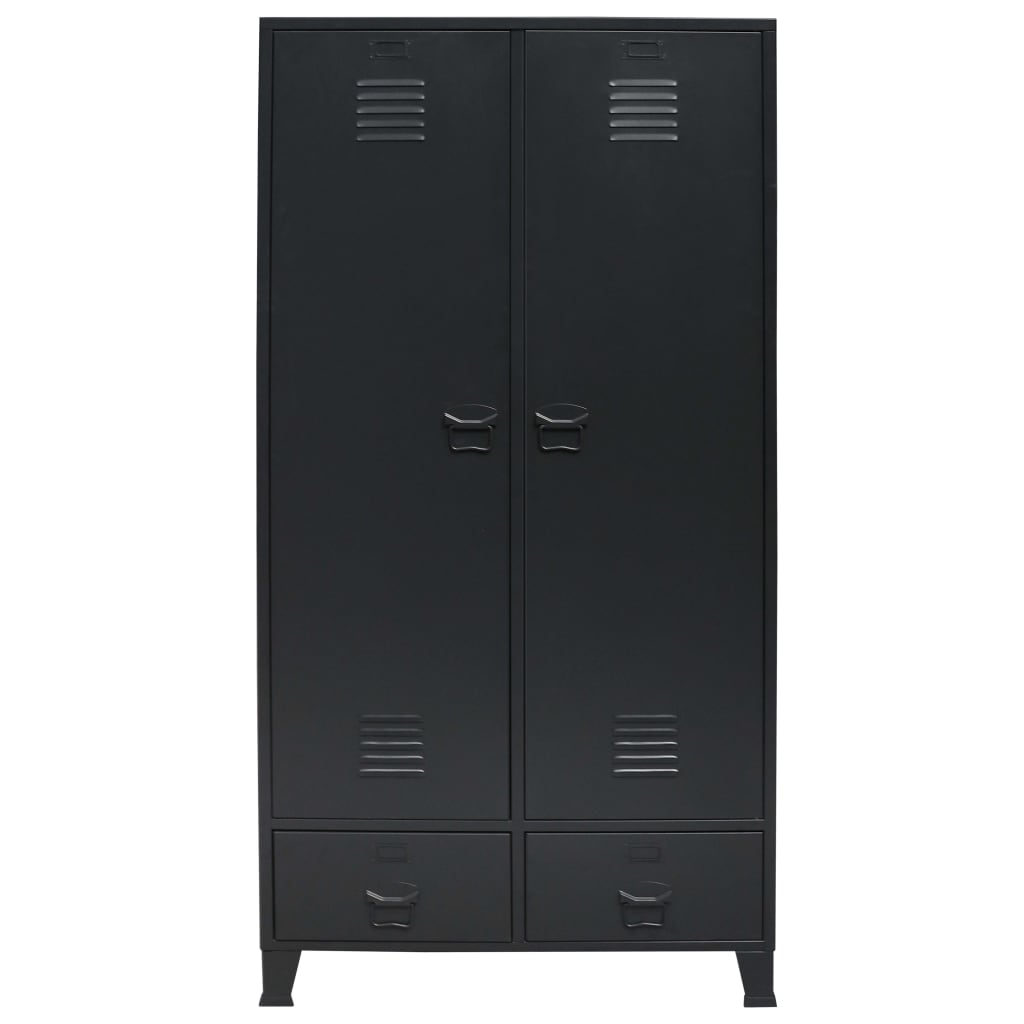 Metallinen vaatekaappi teollinen tyyli 90x40x180 cm musta - Sisustajankoti.fi