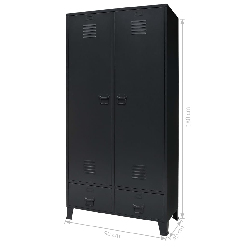 Metallinen vaatekaappi teollinen tyyli 90x40x180 cm musta - Sisustajankoti.fi