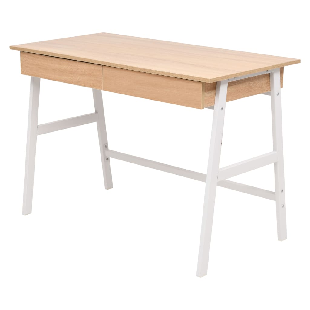 Kirjoituspöytä 110x55x75 cm tammi ja valkoinen - Sisustajankoti.fi