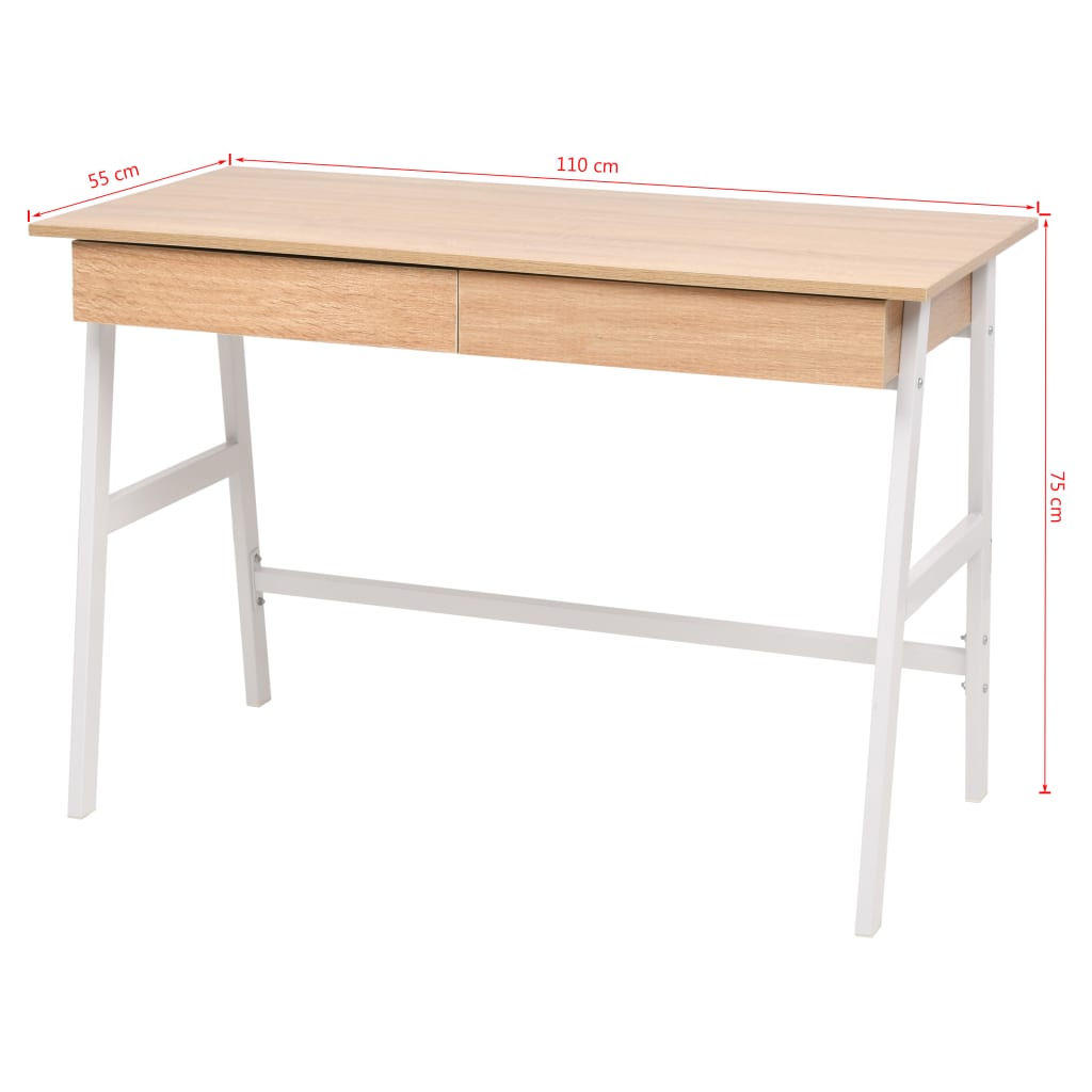 Kirjoituspöytä 110x55x75 cm tammi ja valkoinen - Sisustajankoti.fi