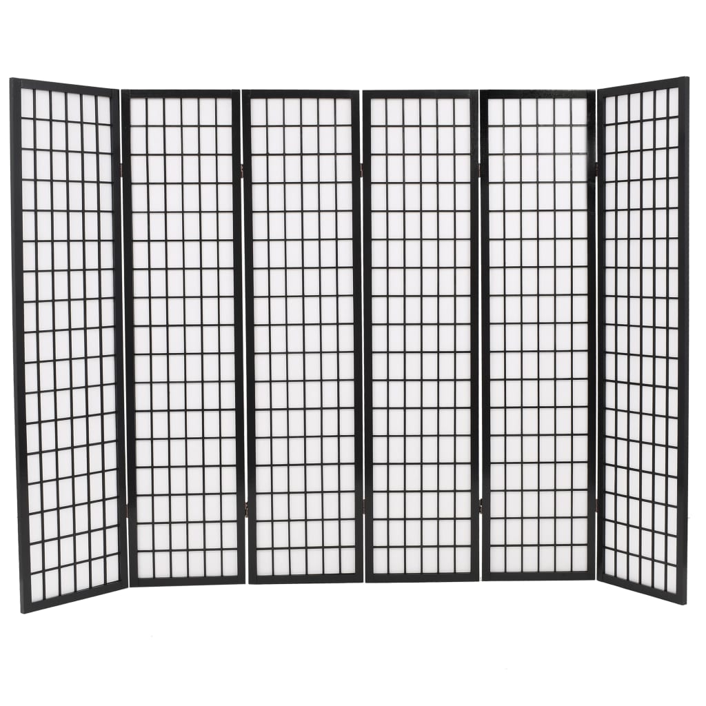 Tilanjakaja 6 paneelia japanilaistyylinen 240x170cm musta - Sisustajankoti.fi